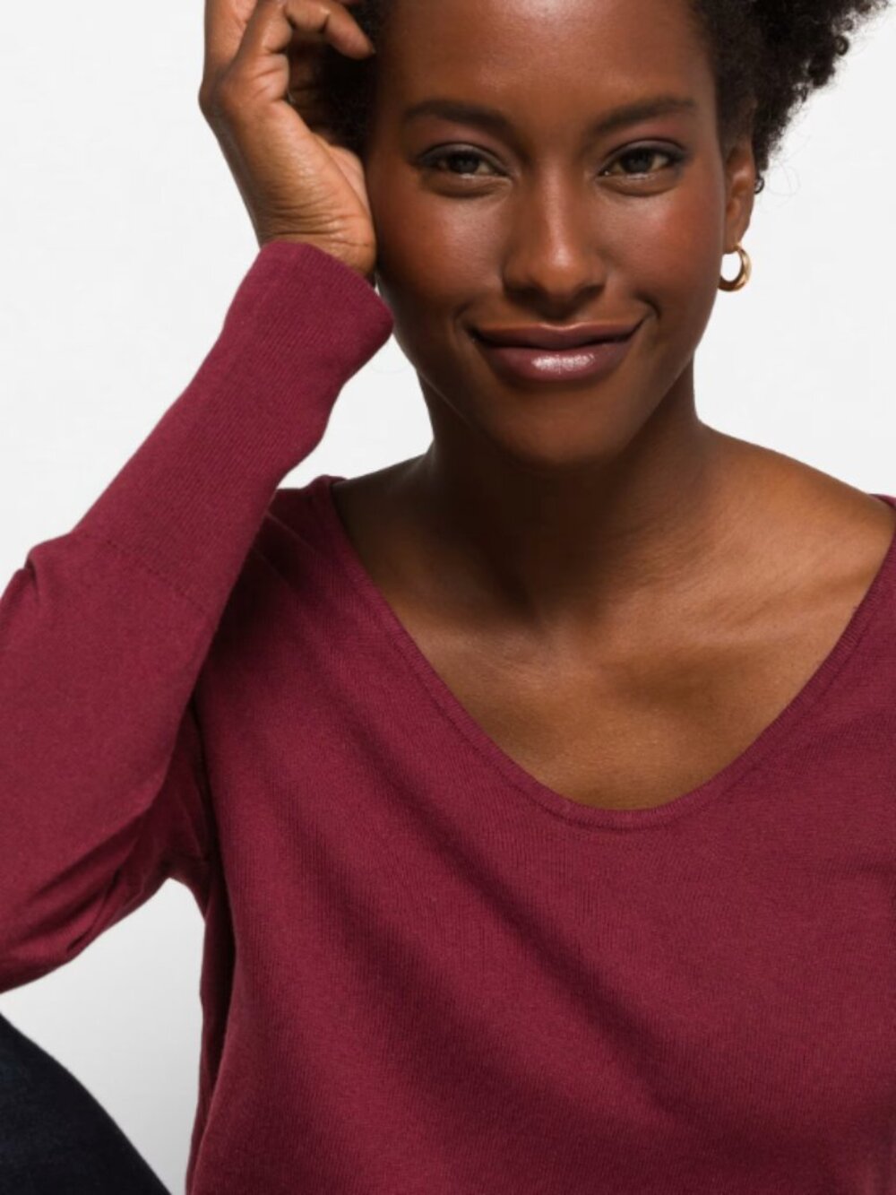 NIC+ZOE Burgundy Vital V-Neck Sweater Small Maroon - Picture 10 of 10